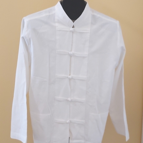Visakha Tops - NWT Traditional Men's Asian Style White Shirt Unisex Size S/M USA Size Asian L